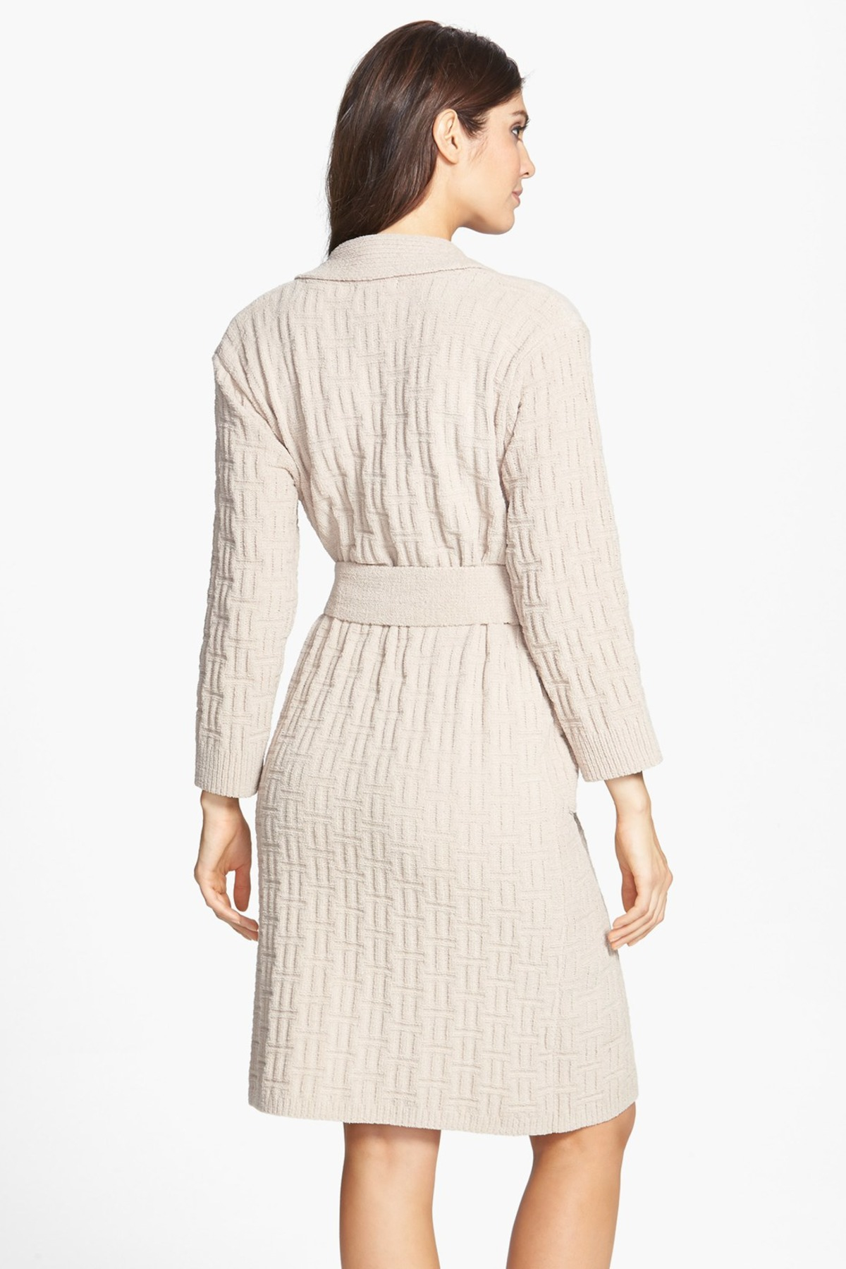 Natori Synthetic Truffle Basket Weave Chenille Robe in Natural Lyst