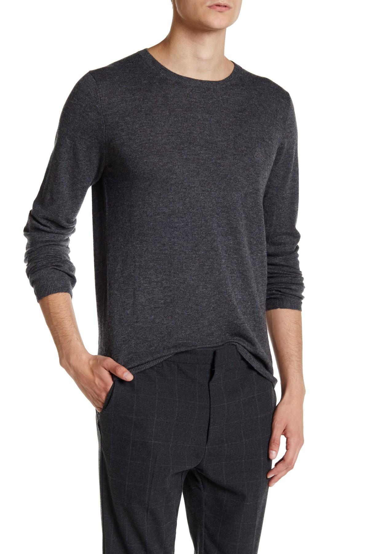 lyst zadig voltaire sleeve genuine leather patch pullover in gray for lyst zadig voltaire sleeve genuine leather patch pullover in gray for