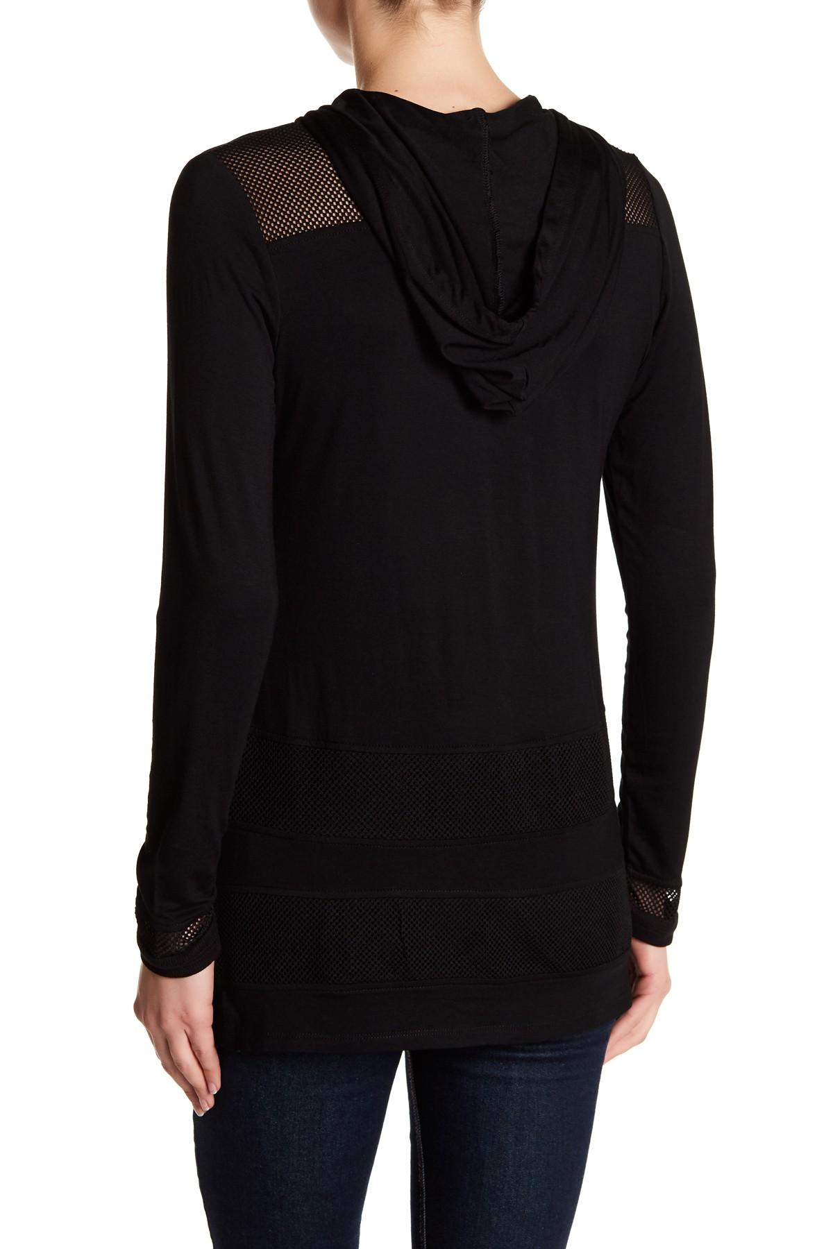 Cable & Gauge Synthetic Long Sleeve Pullover Hoodie in Black | Lyst