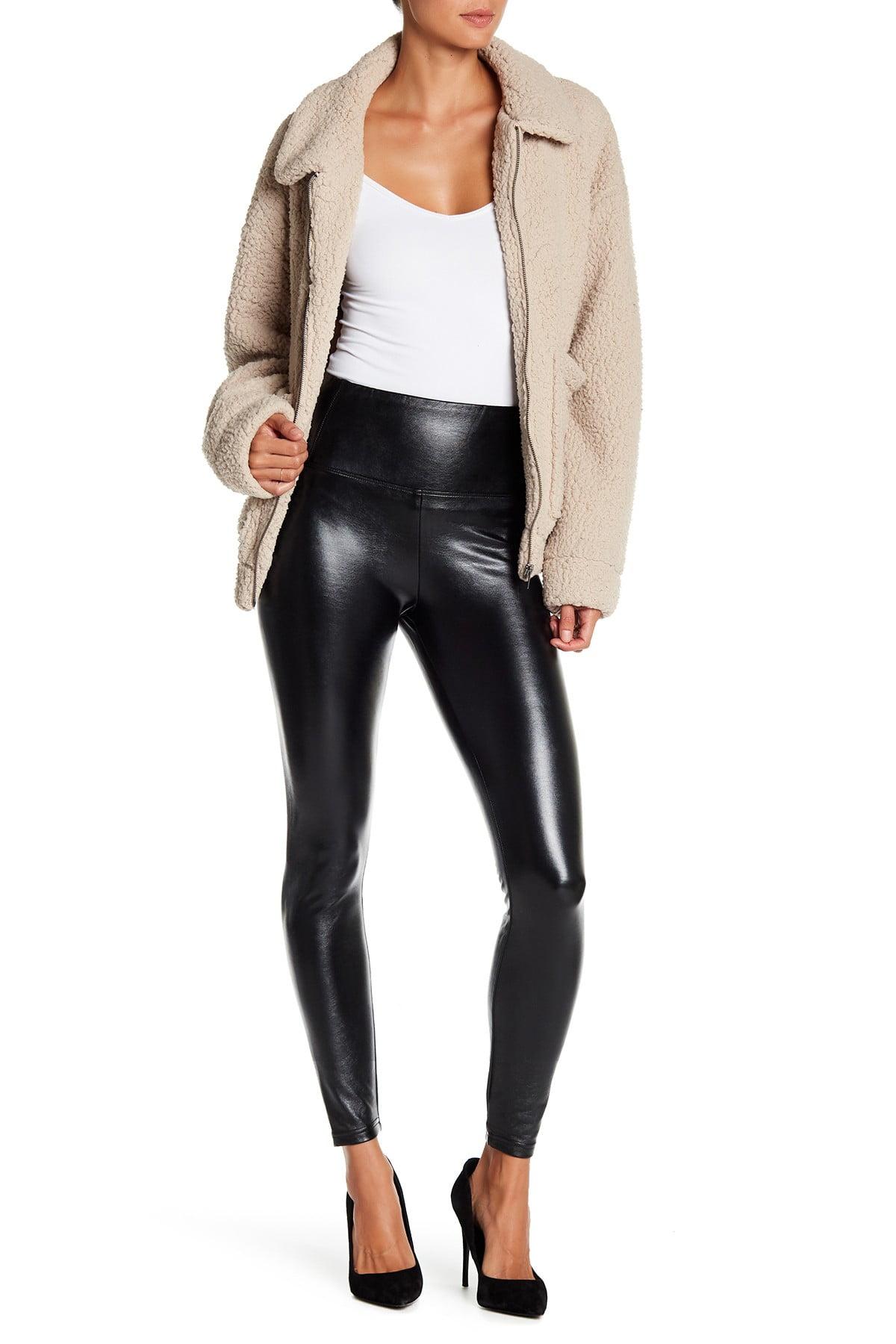 Love, Fire Faux Leather Stretch Leggings in Black