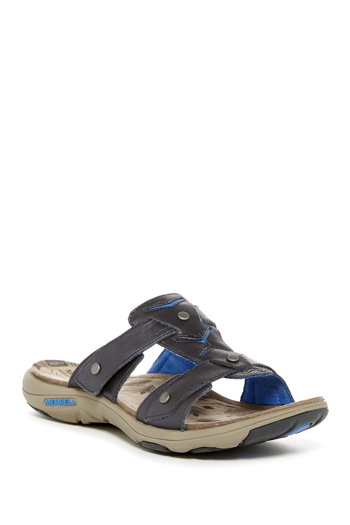 Merrell Leather Adhera Slide Sandal in Blue Lyst
