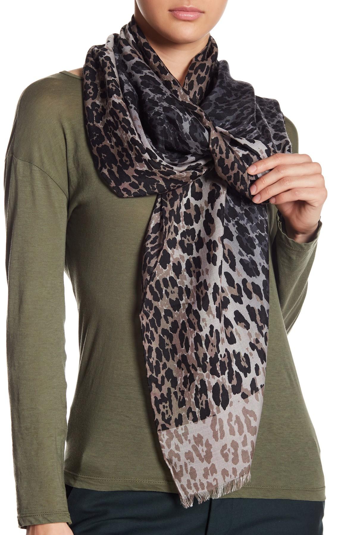 Ferragamo Leopard Print Cashmere Blend Scarf in Grey (Gray) Lyst