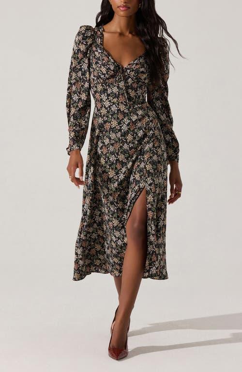 Astr Floral Long Puff Sleeve Dress | Lyst
