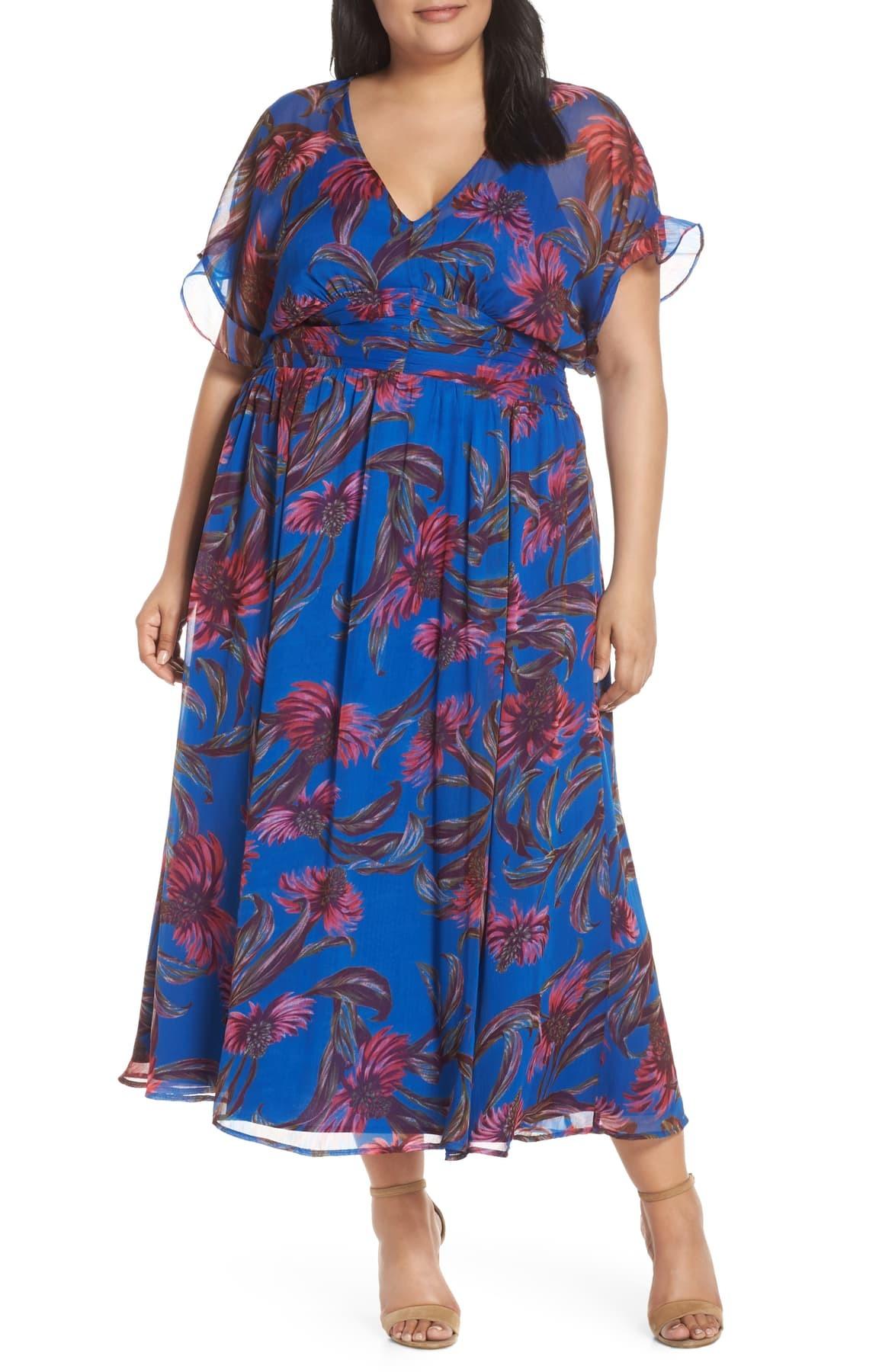 leith botanical print maxi dress