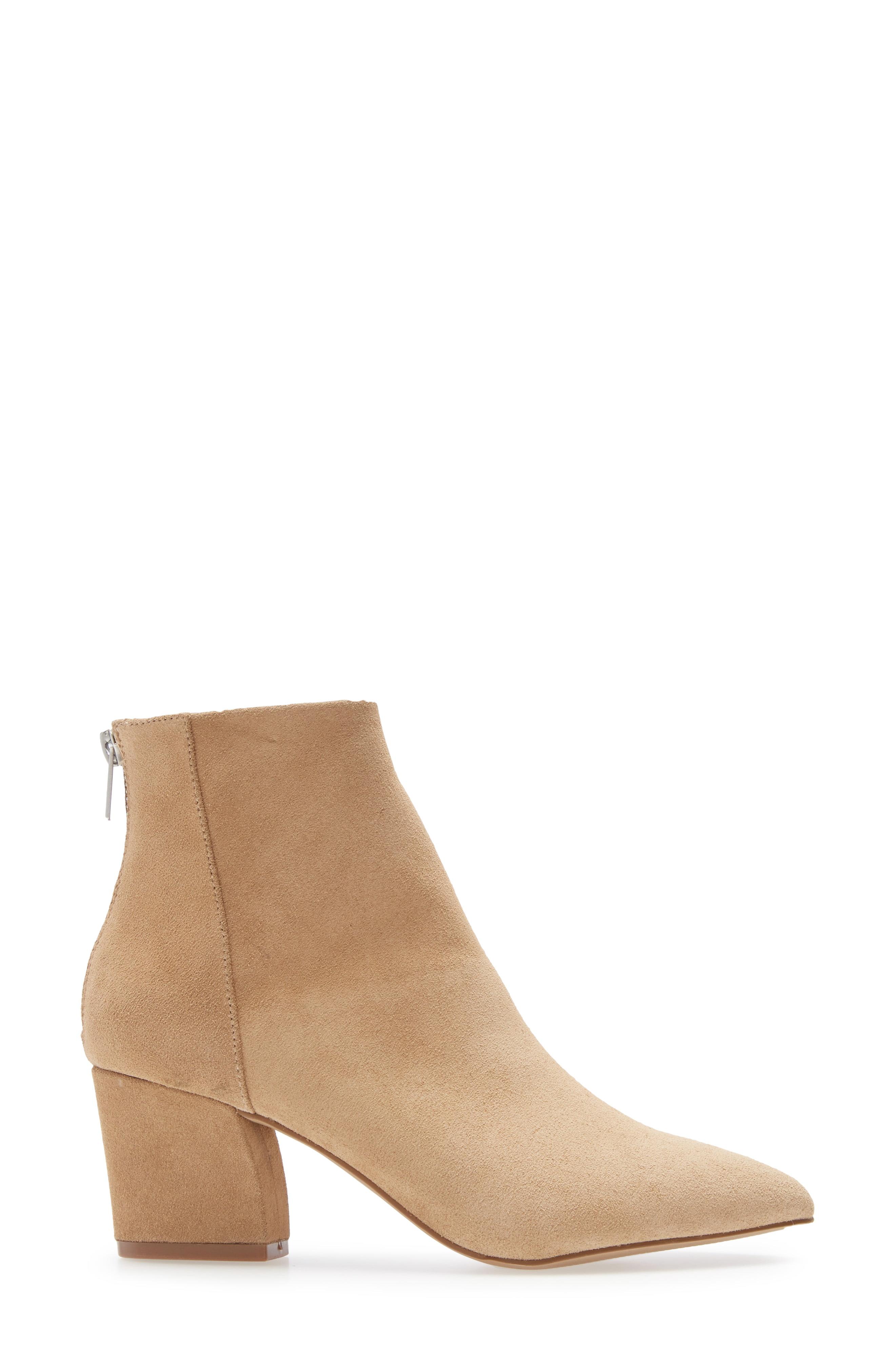 tan suede pointed toe booties