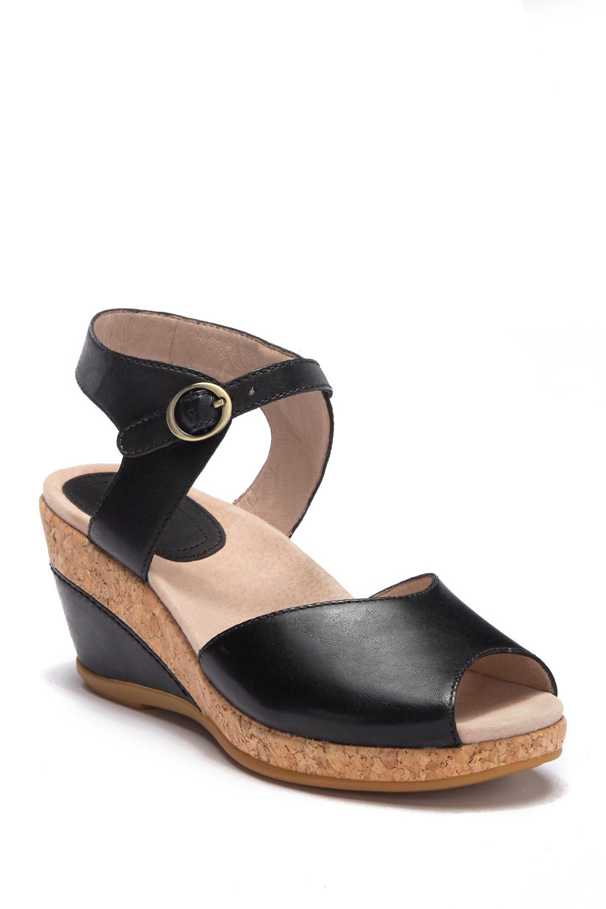 dansko black wedge sandals