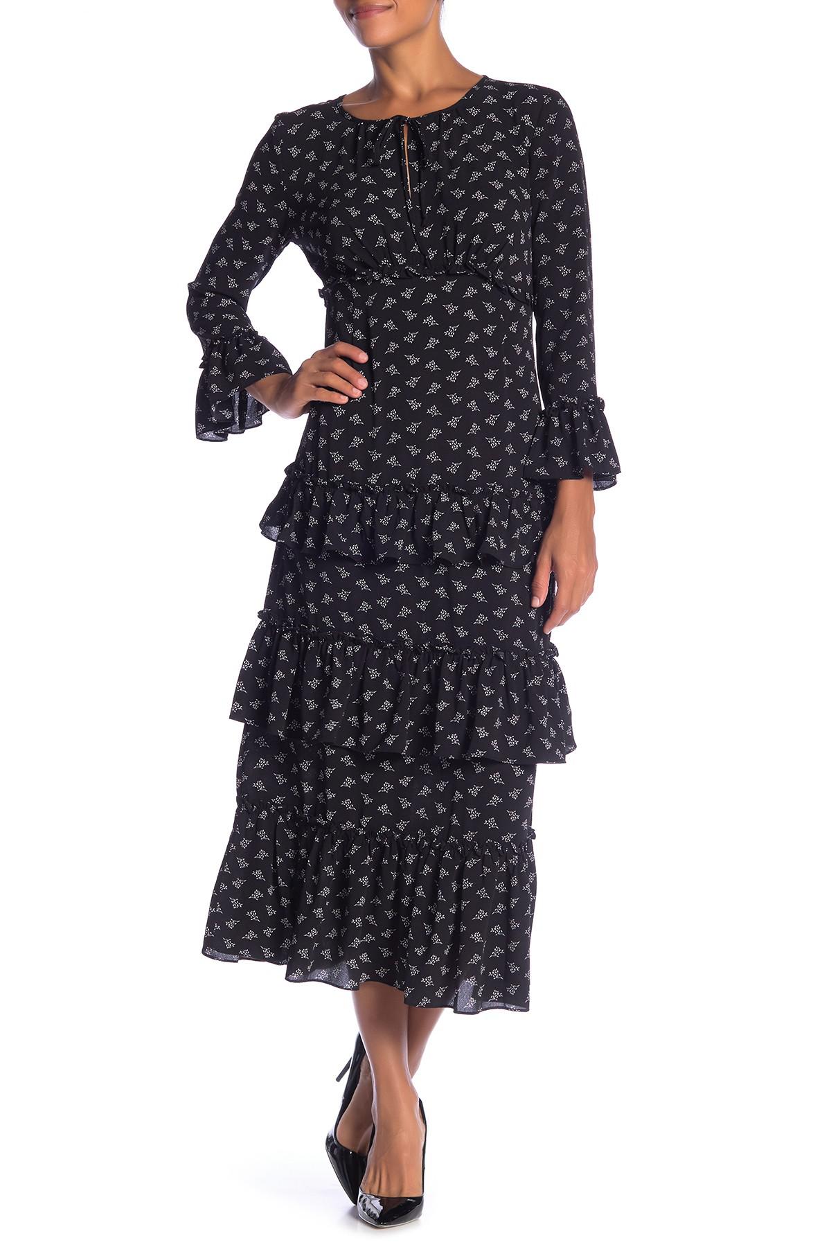 Lyst - Max Studio Long Sleeve Ruffle Tiered Dress in Blue