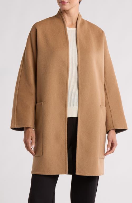 Collarless wool blend coat hotsell