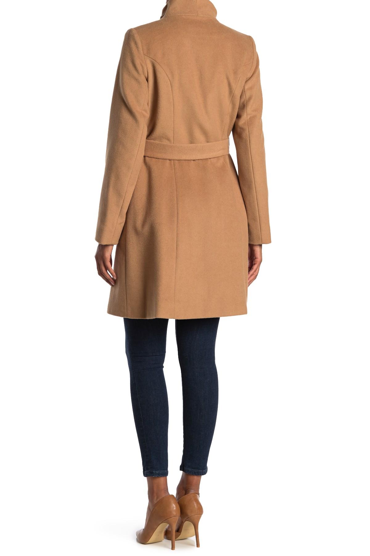 Michael Kors Missy Asymmetrical Belted Wool Blend Coat in Camel (Natural) - Lyst