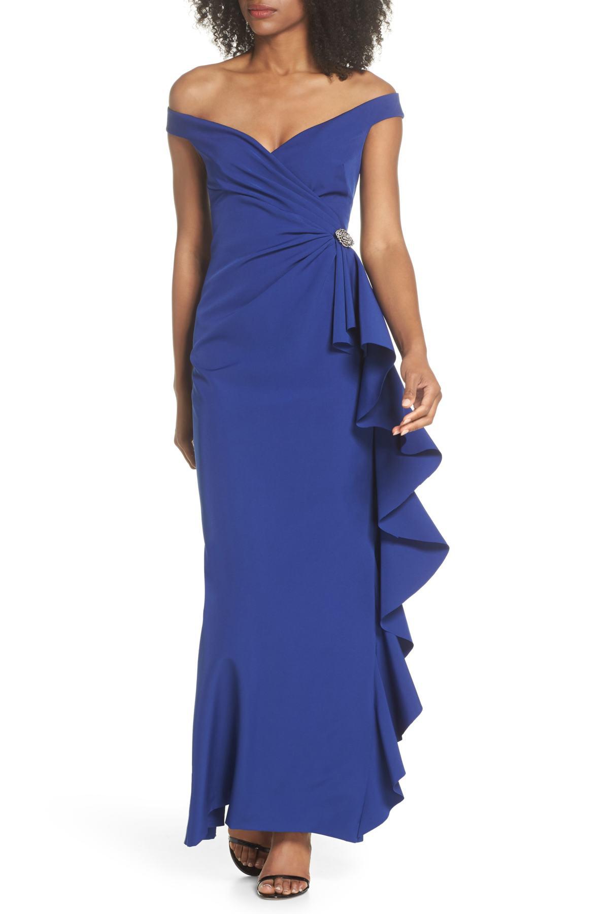 off the shoulder crepe gown vince camuto