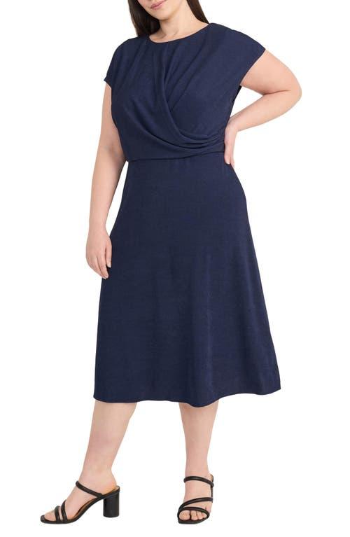 maggy london asymmetrical drape midi dress ASYMMETRICAL MIDI DRESS NAVY BLAZER / Standard / 18