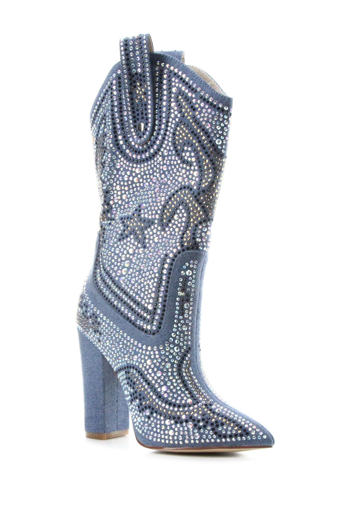 Cape Robbin Beautiful Rhinestone Accented Cowboy Boot in Blue | Lyst