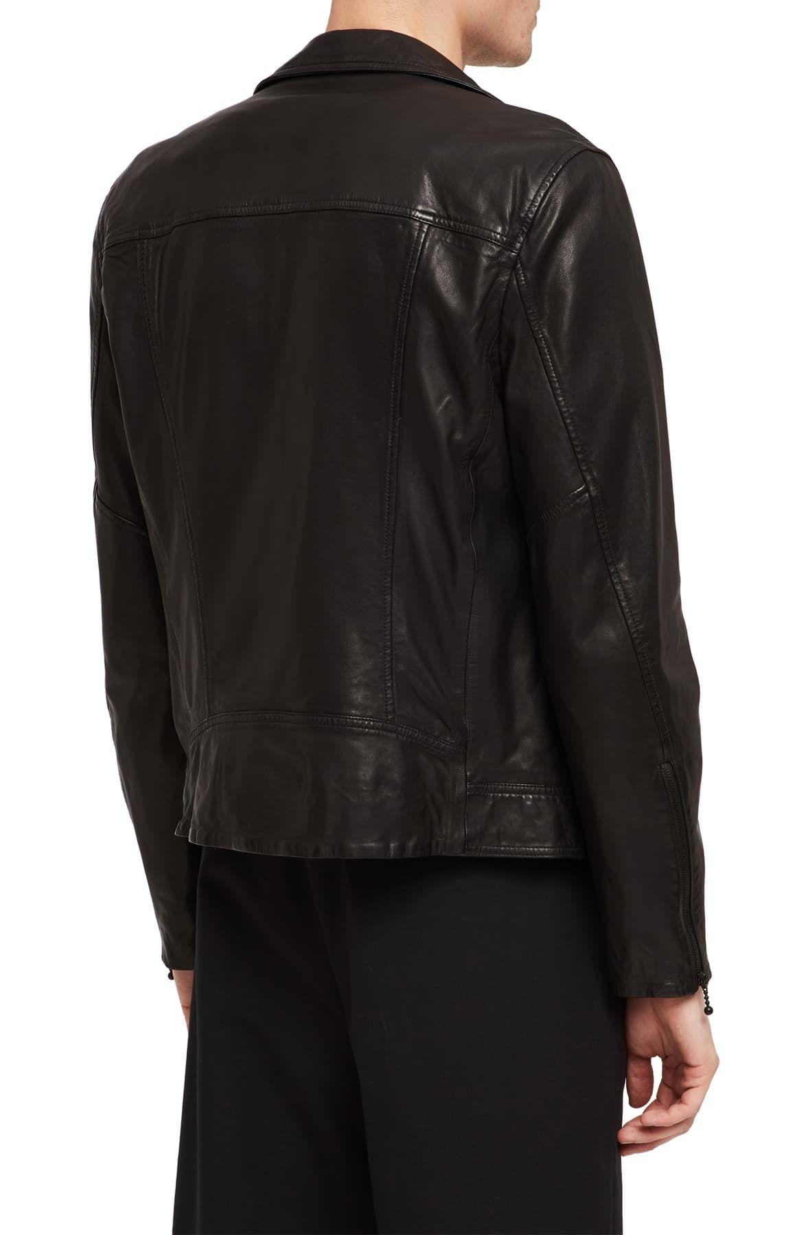 AllSaints Holt Slim Fit Leather Biker Jacket in Black for Men - Lyst
