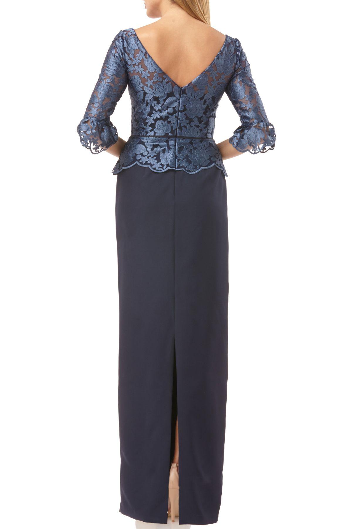 js collections scalloped embroidered gown