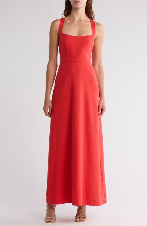 Theory Seamed Linen Blend Maxi Dress in Red | Lyst