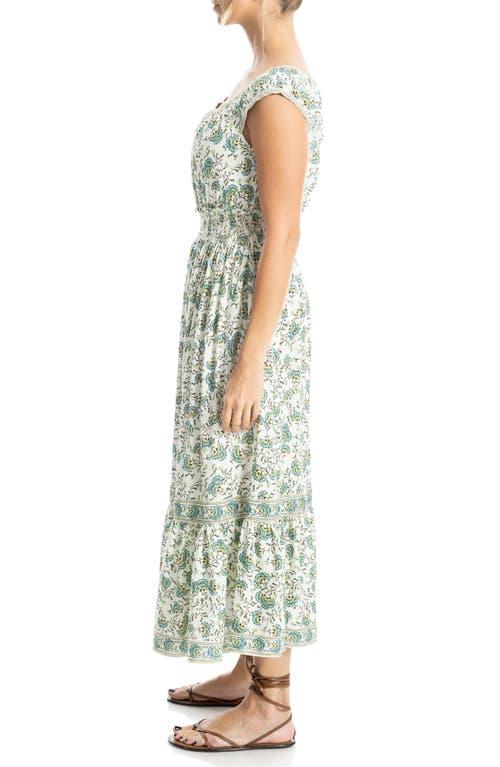 Max Studio Floral Smocked Maxi Dress in Green | Lyst