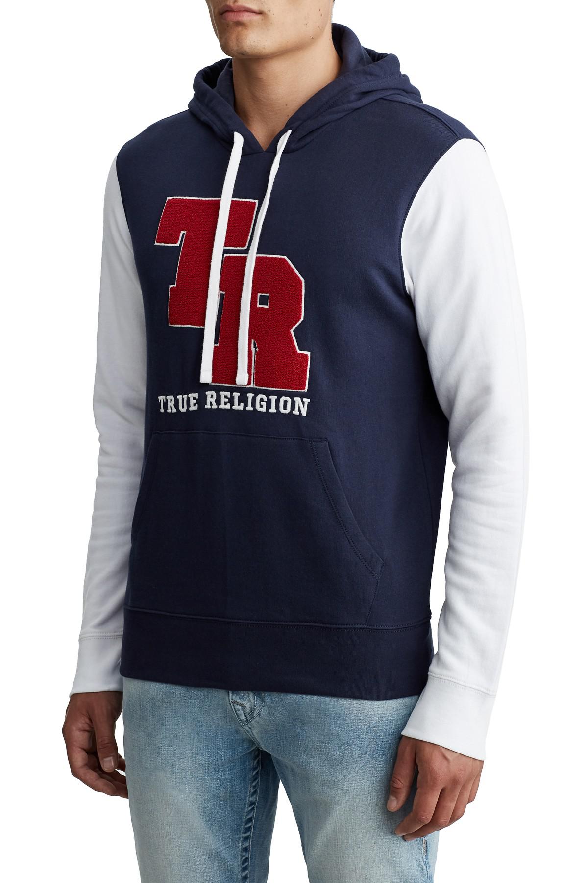 true religion color block hoodie