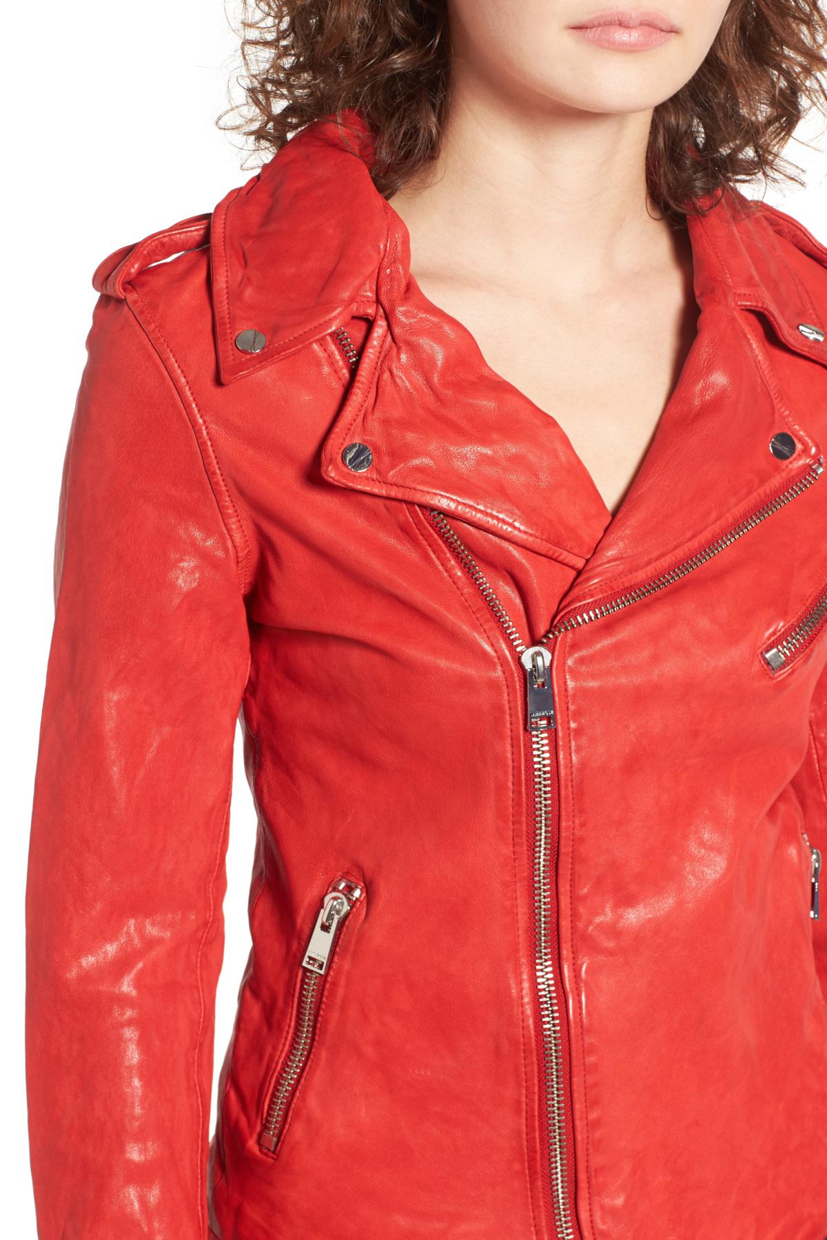 lamarque red leather jacket