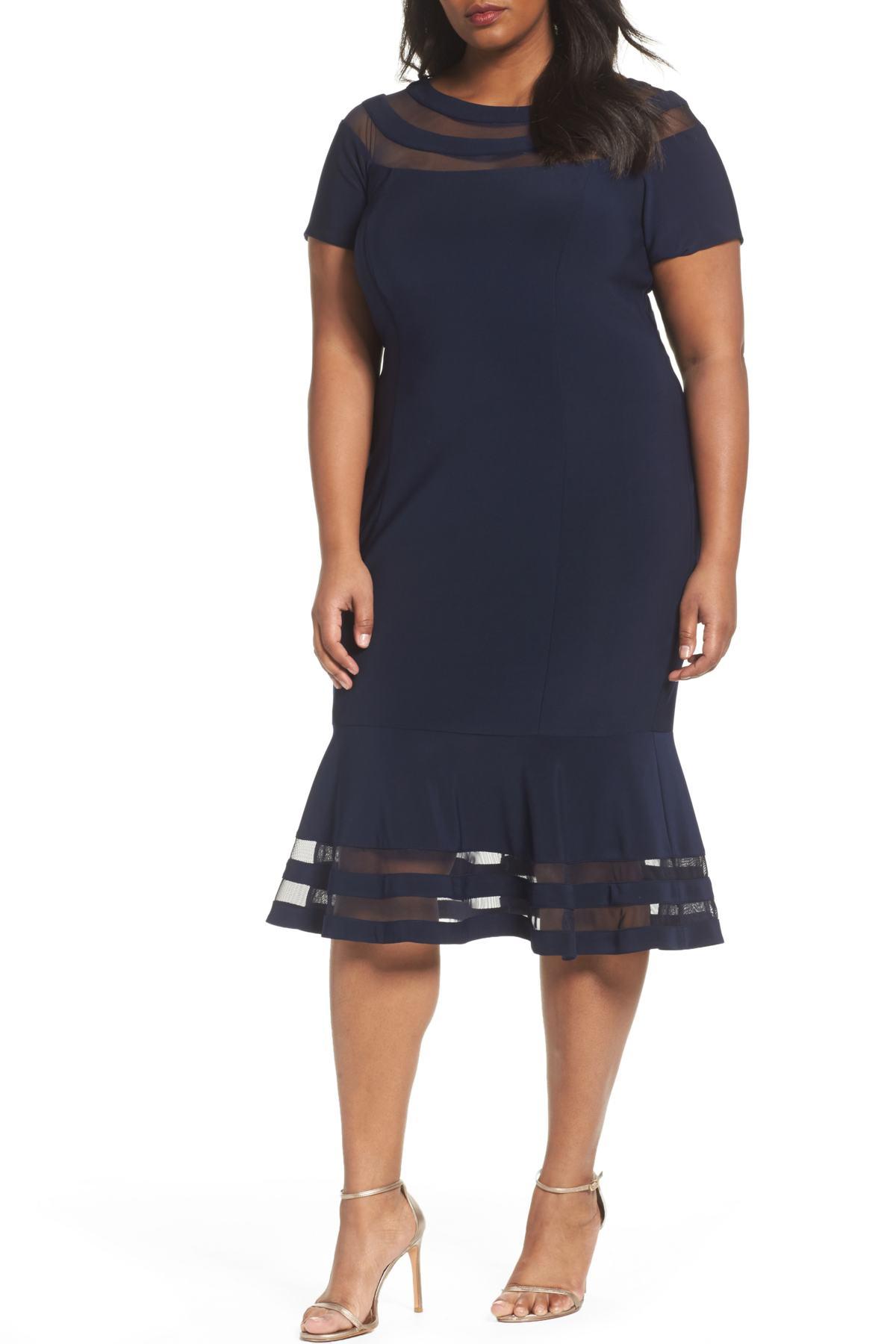 xscape flounce midi dress