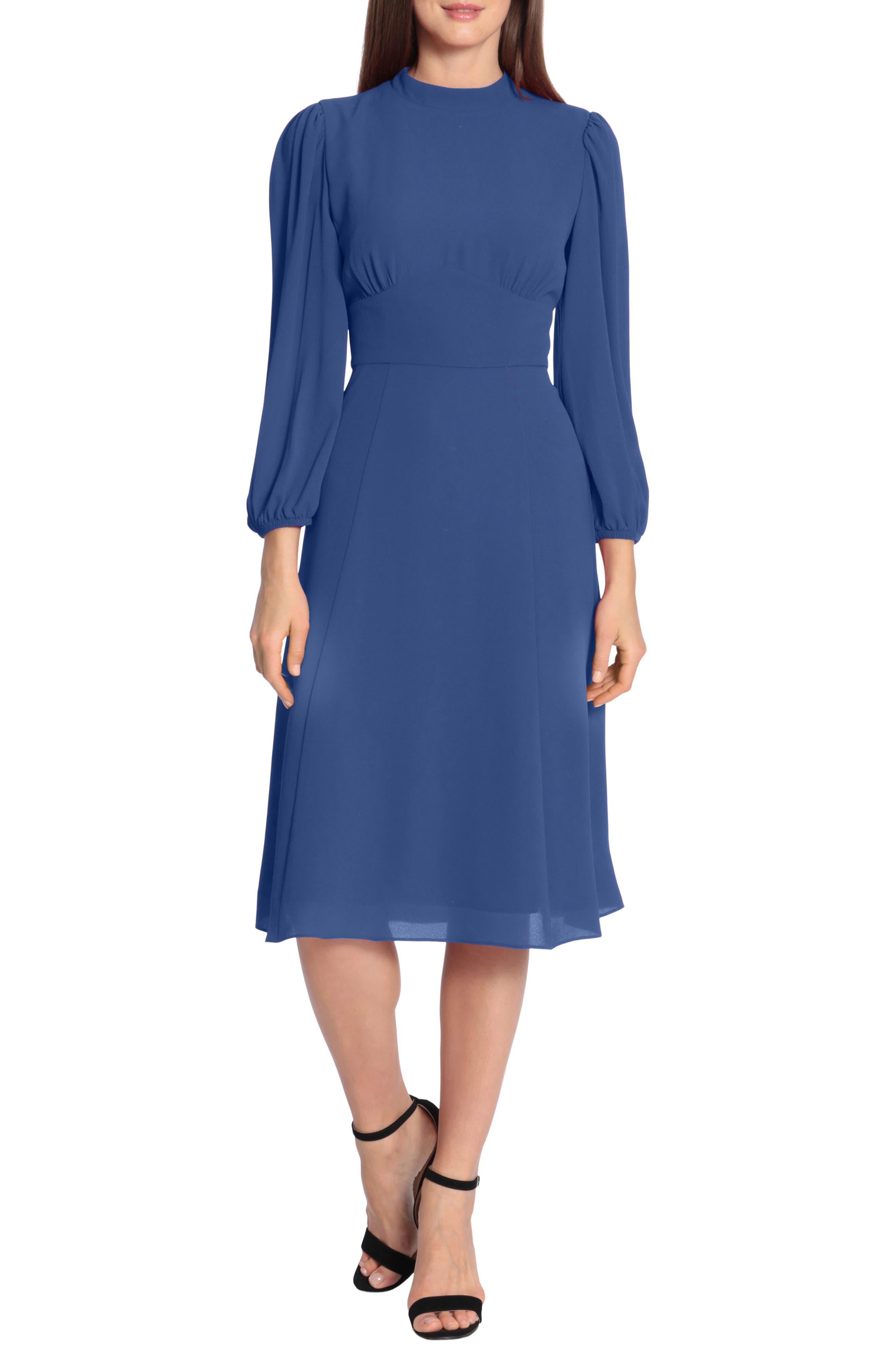 maggy london tie neck midi dress