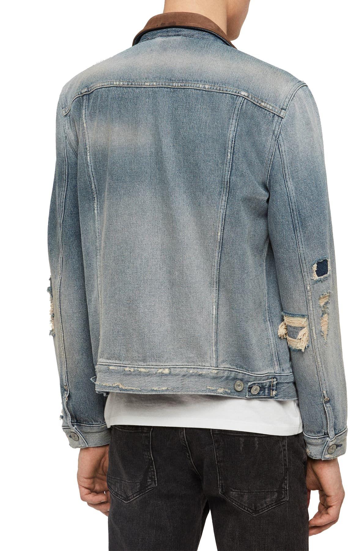 jean jacket with leather collar