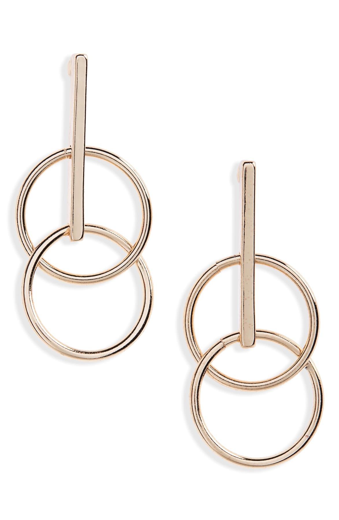 Double circle shop bar earrings