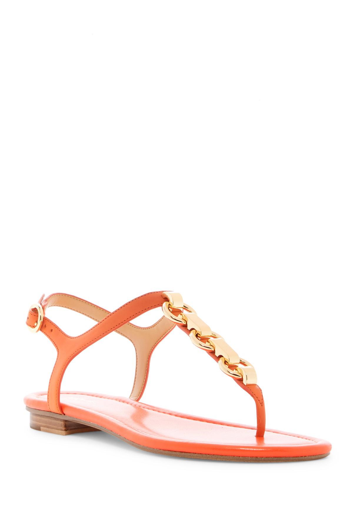 MICHAEL Michael Kors Leather Mahari Thong Sandal in Orange - Lyst