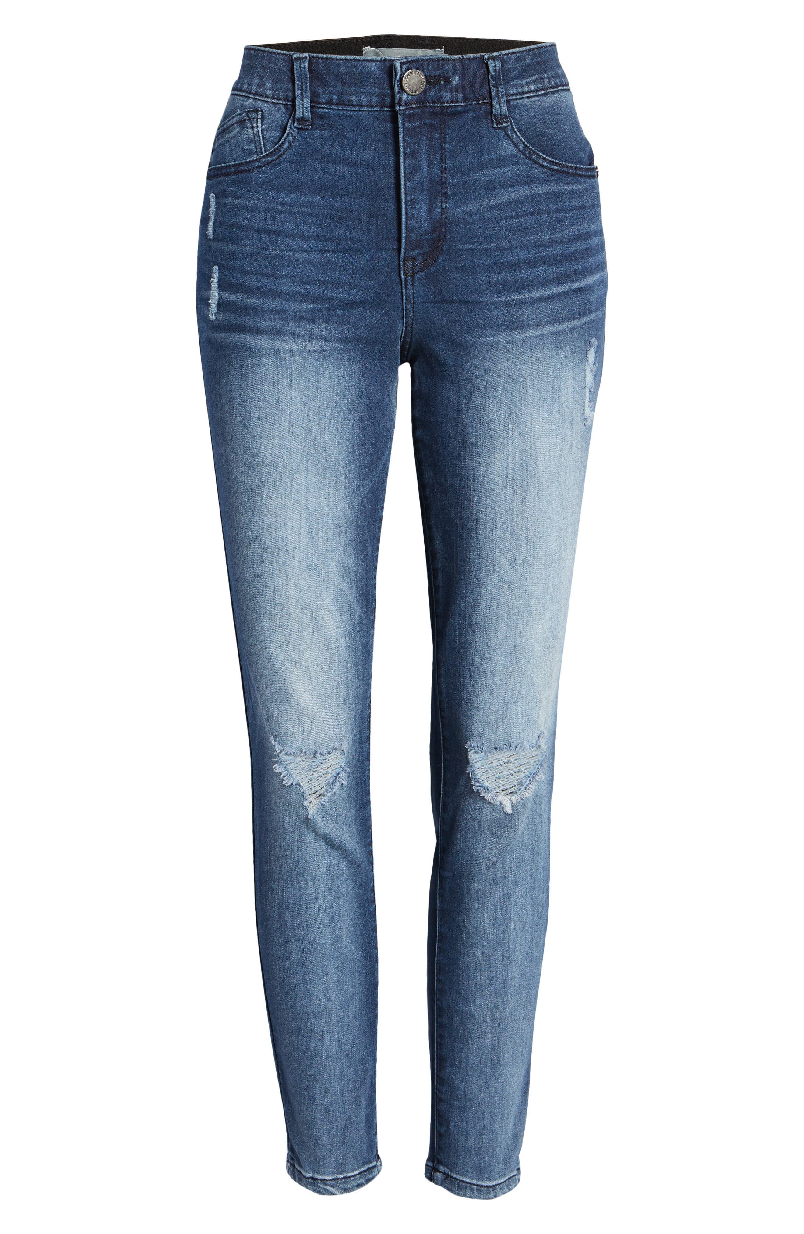 Wit & Wisdom Ripped High Waist Ankle Skinny Jeans in Blue | Lyst