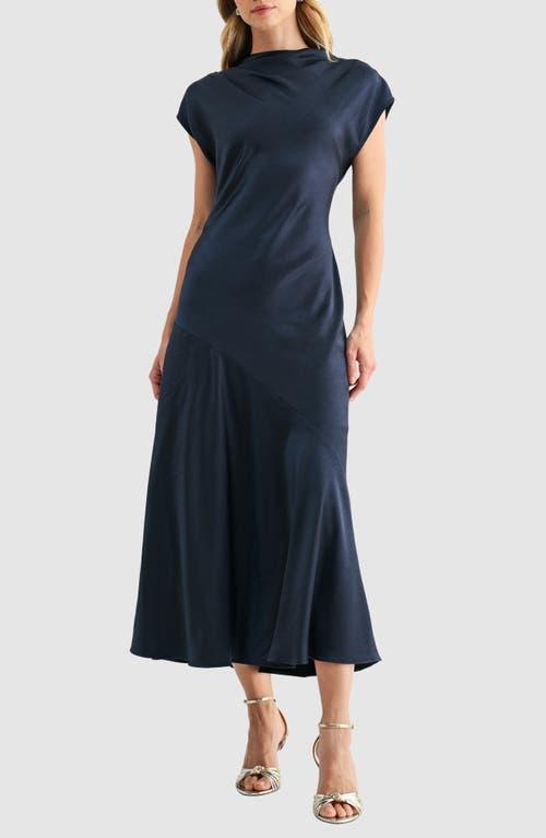 short sleeve asymmetric hem satin maxi dress mila mae + Mate in Blue Azazie Brooke Eucalyptus Chiffon flowing Art is asymmetrical Color:Columbia