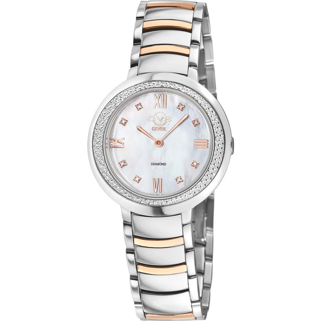 Gevril stainless steel two tone, mother of pearl face watch Switzerland Gevril Mezzo Pink MOP Dial main image 3
