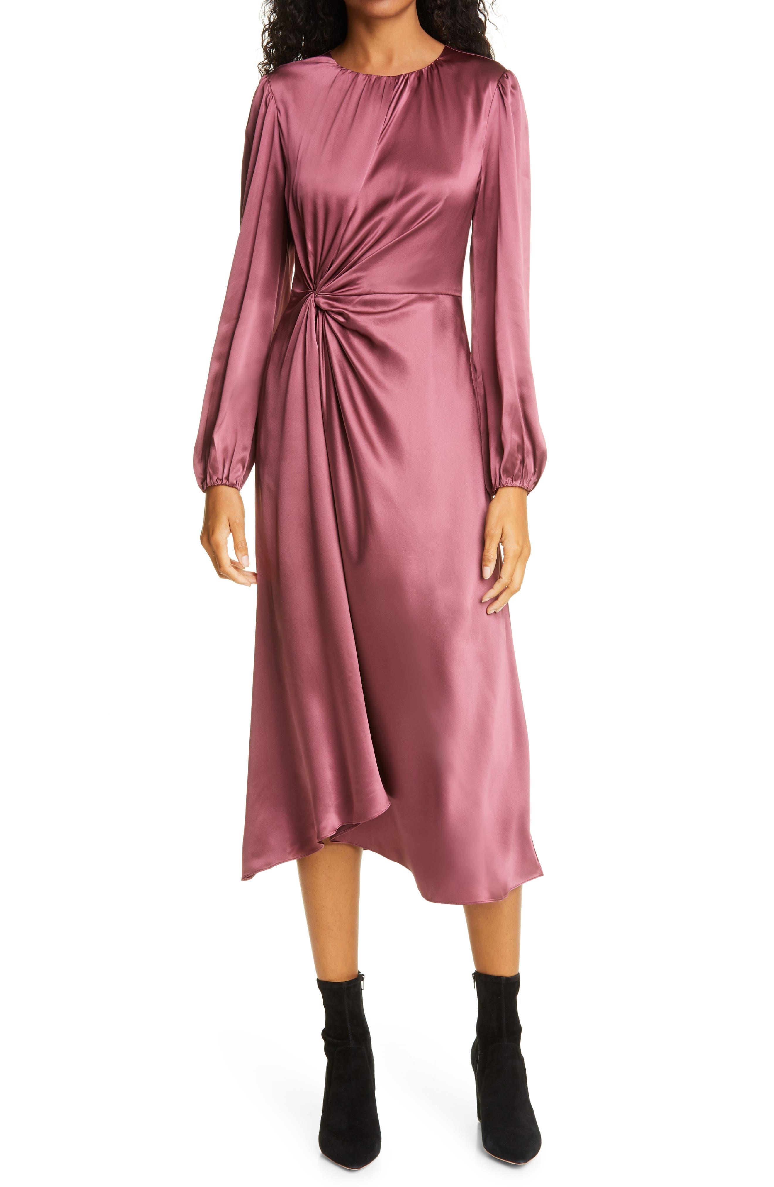 Cinq À Sept Cinq À Sept Wanda Long Sleeve Gathered Silk Midi Dress | Lyst