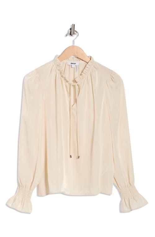 DKNY Women's Mesh Funnel Neck Top - Honeycomb Knit, Breathable, With Drawstring, Casual Chic Shirt