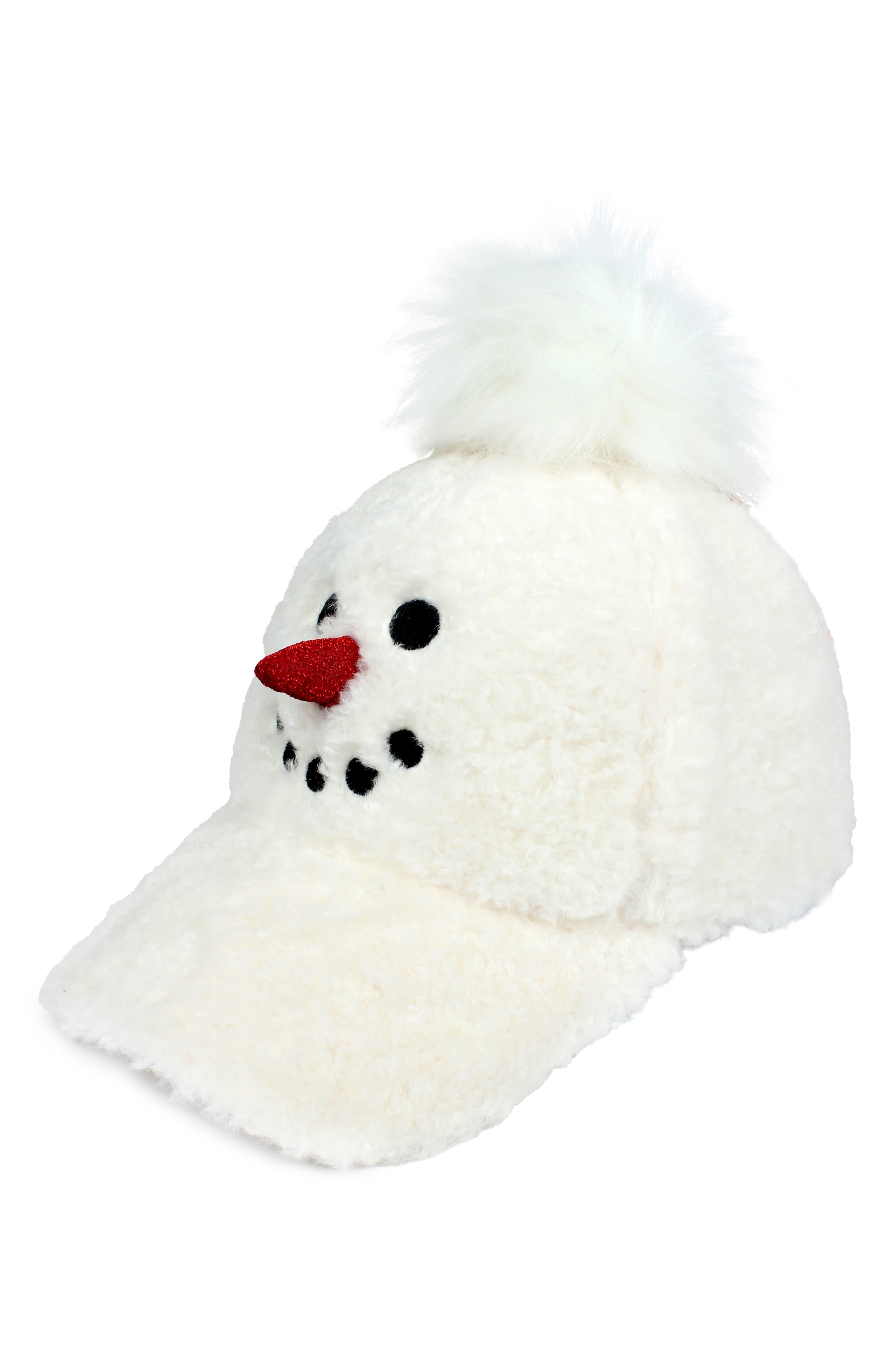 David & Young Snowman Faux Shearling Pompom Baseball Hat in White | Lyst