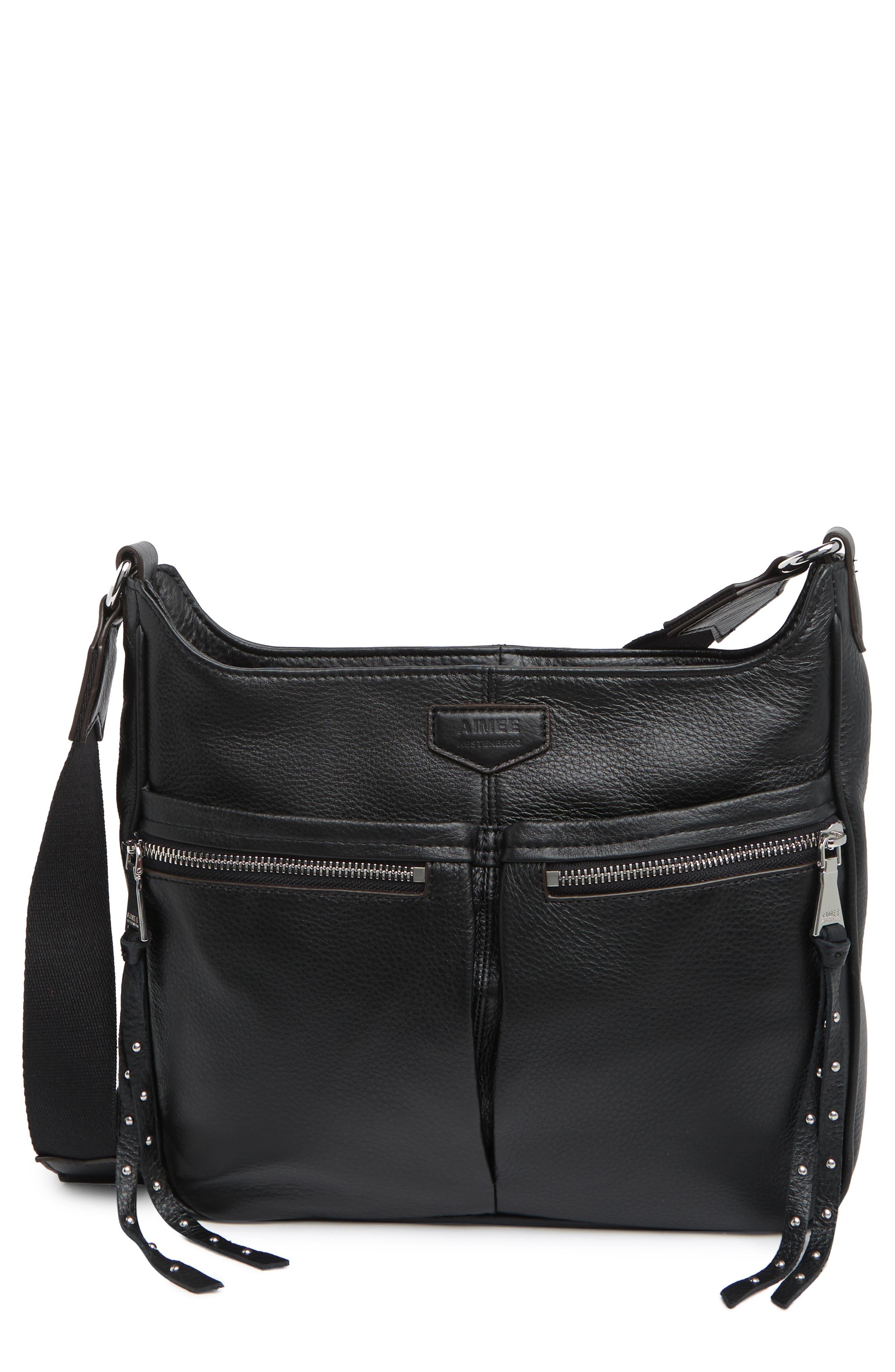 Aimee Kestenberg Mini Roxbury Leather Top Handle Bag in Black W Micro Studs