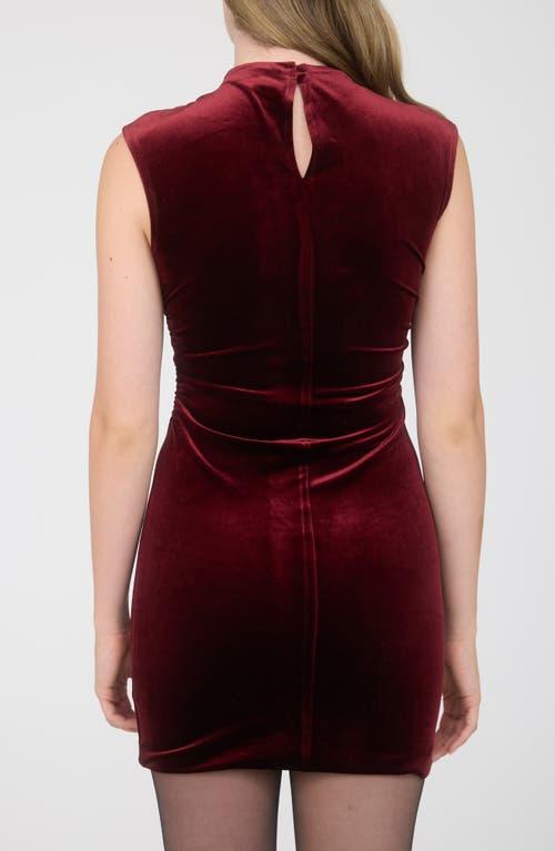 Blu Pepper Mock Neck Velvet Minidress in Red | Lyst