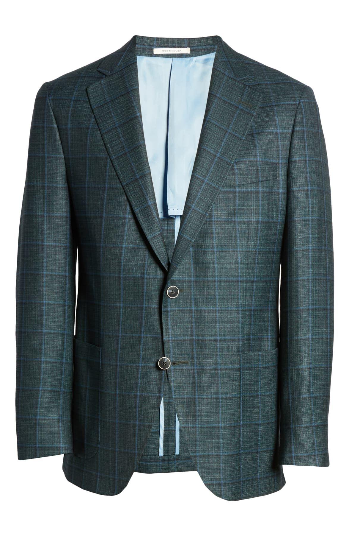 Peter Millar Classic Fit Windowpane Wool Sport Coat in Green for Men - Lyst