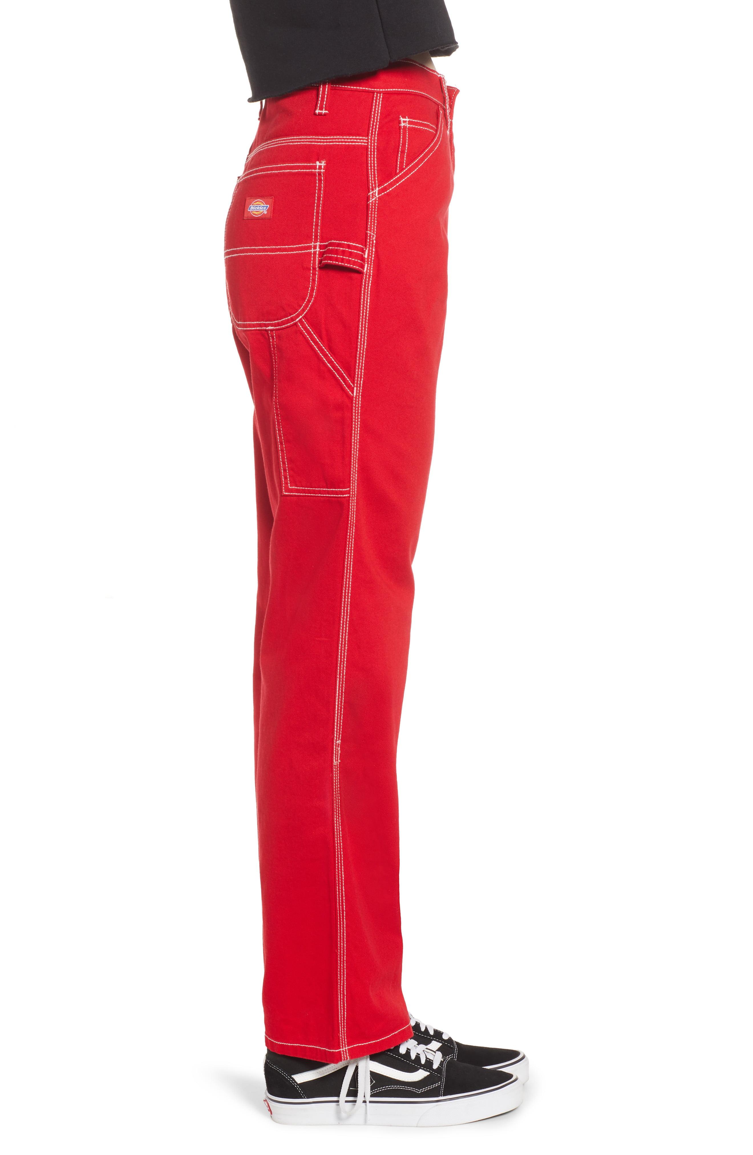 womens red dickies pants