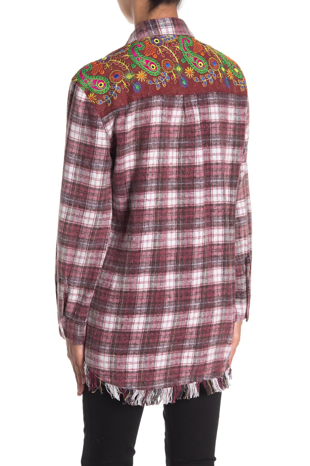 Flannel Plaid Fringe Shirt 