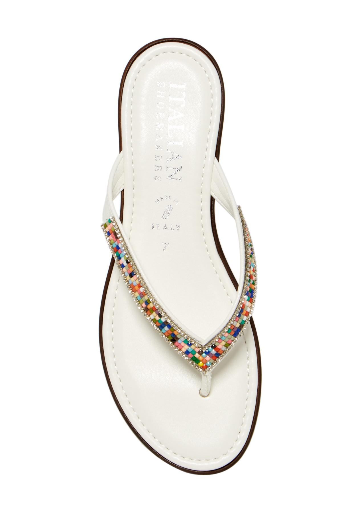 Lyst Italian Shoemakers Embellished Thong Sandal in White