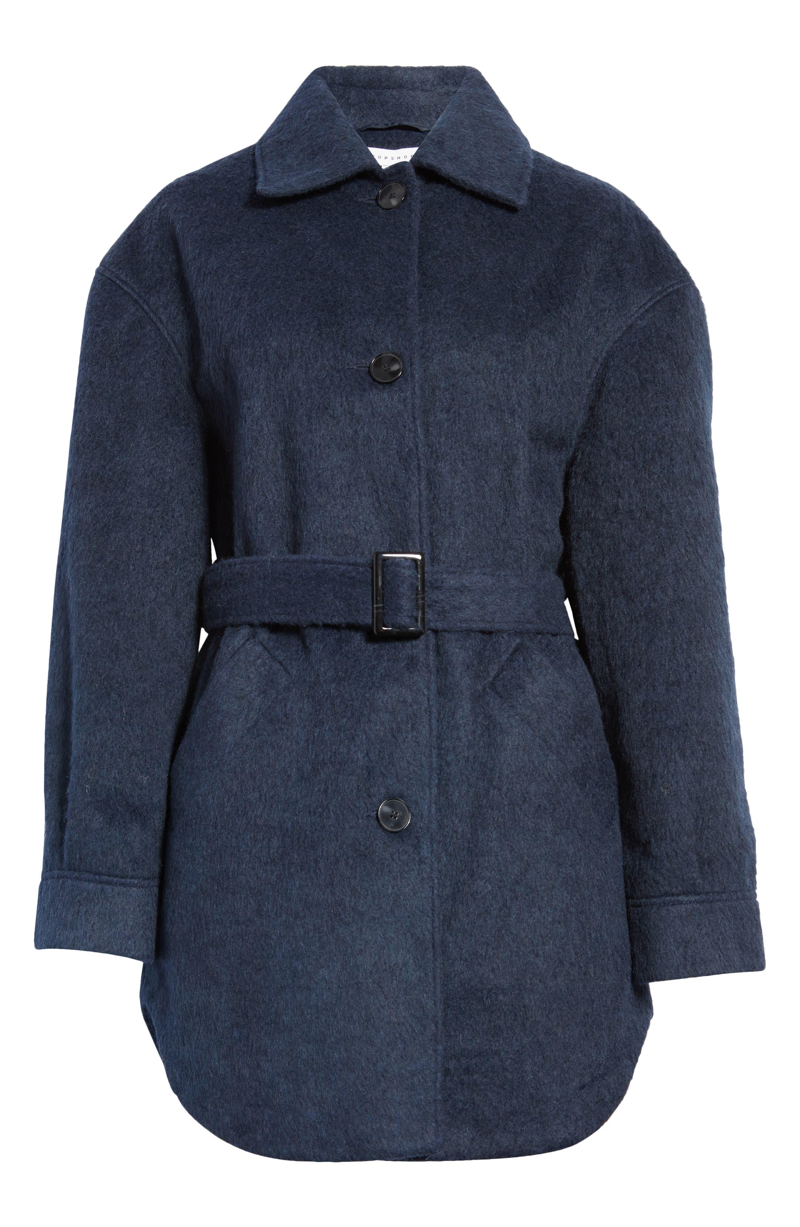 TOPSHOP Carson Belted Shacket in Blue | Lyst