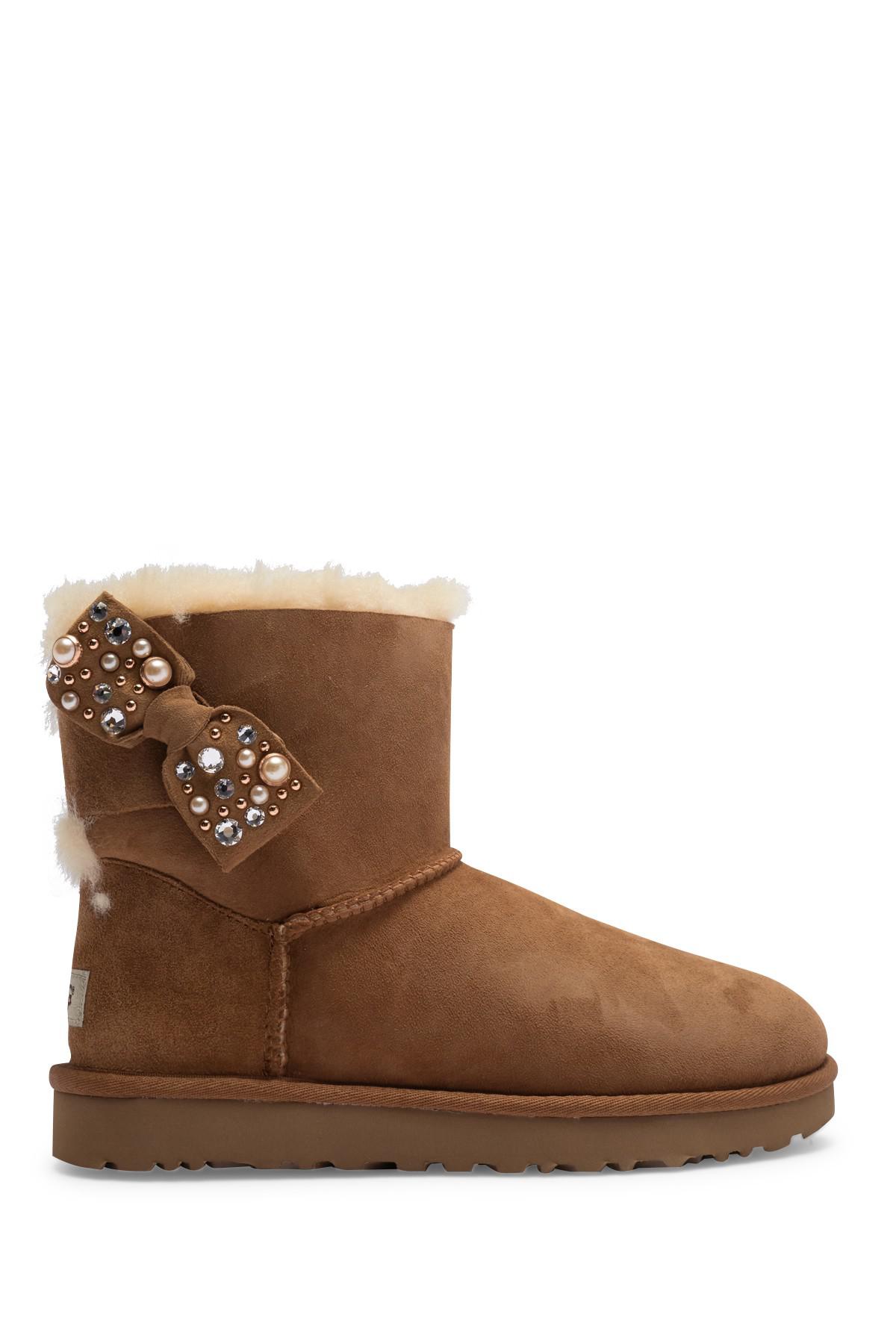 ugg mini bailey brilliant bow genuine shearling bootie