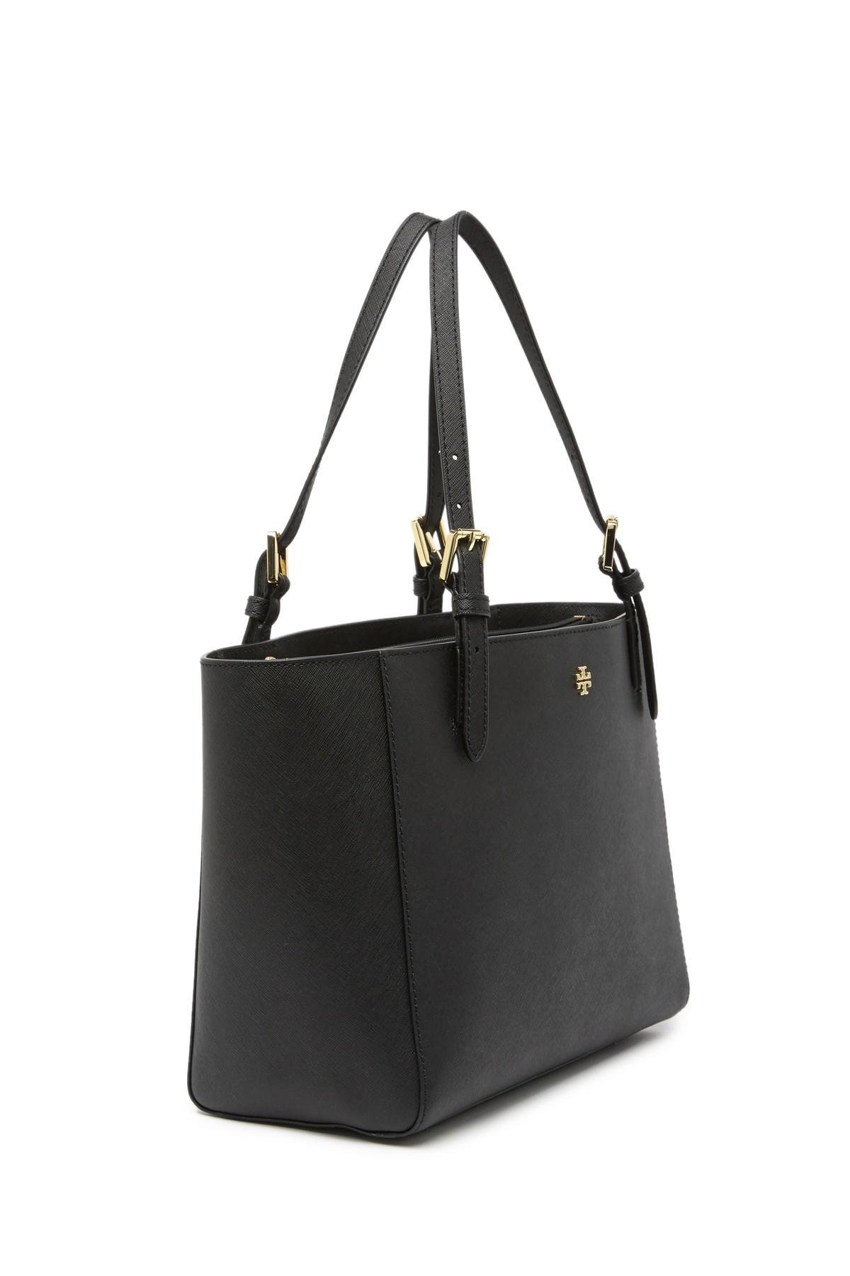 Tory Burch Emerson Medium Tote Black with Gold Hardware