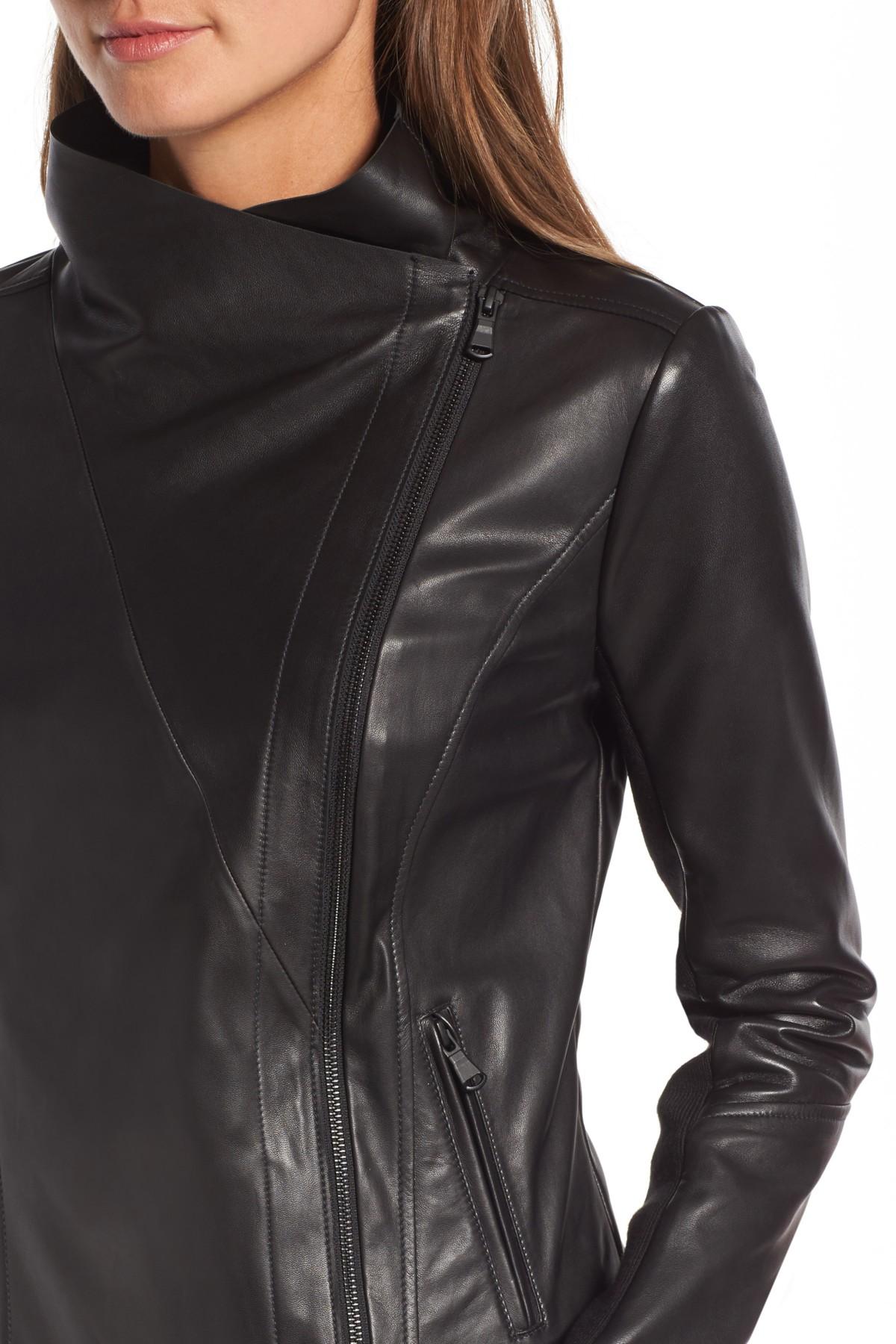 trouve raw edge leather jacket