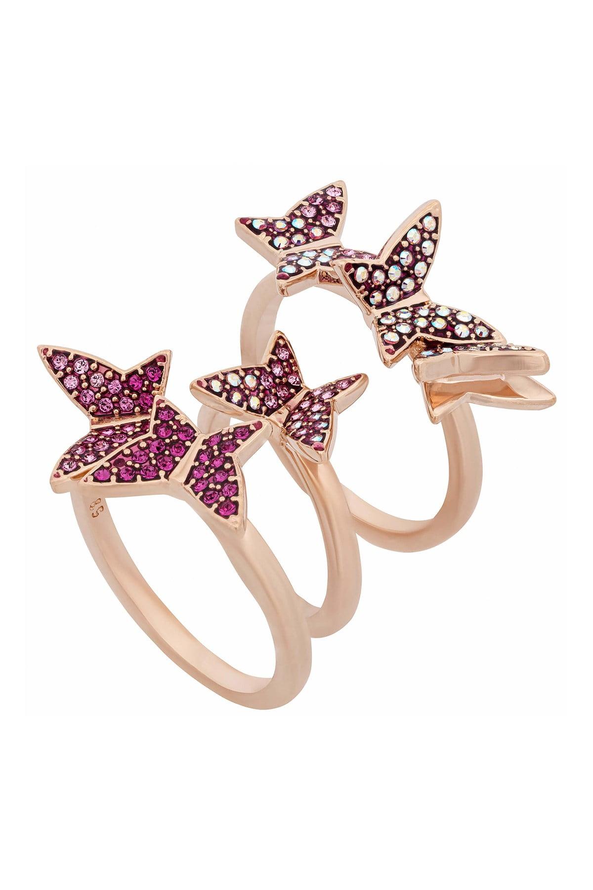Swarovski Lilia Crystal Butterfly Stack Ring Set - Size 8 - Lyst