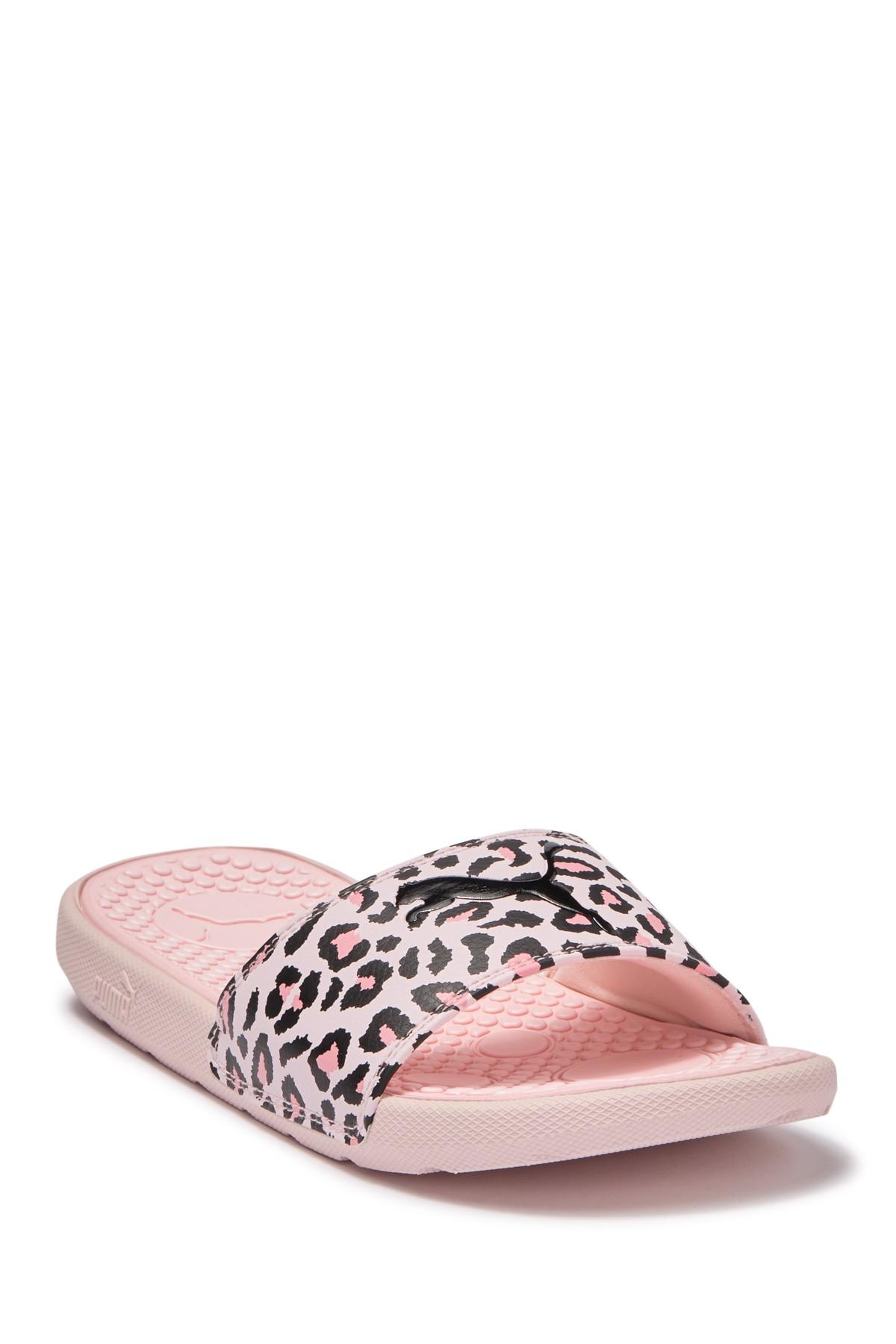 PUMA Cool Cat Leopard Slide Sandal in Pink - Lyst