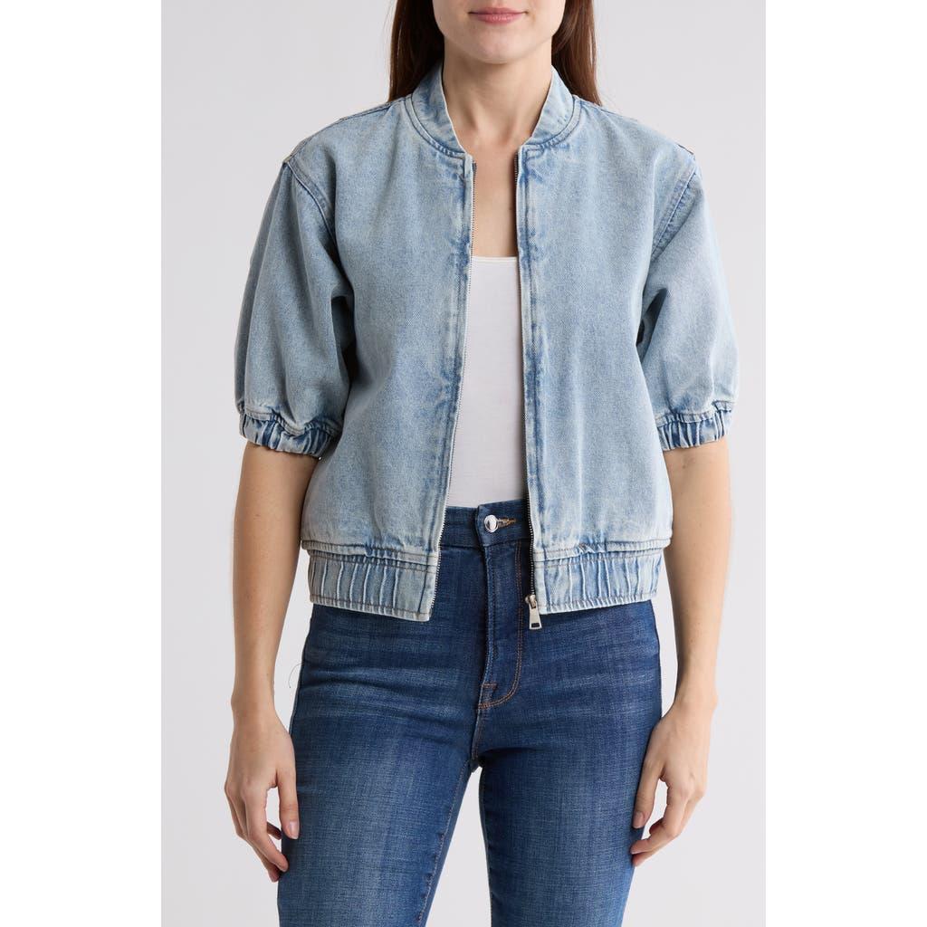 Steve Madden Short Sleeve Denim Bomber Jacket in Blue Lyst
