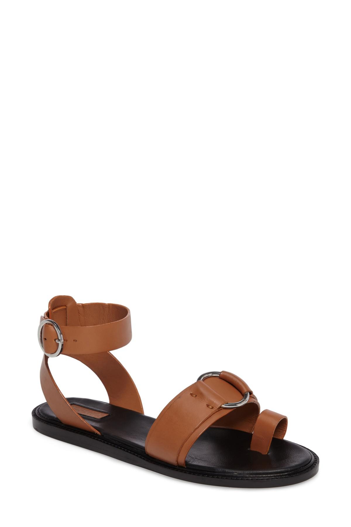 frayya leather ankle wrap strappy toe loop sandals