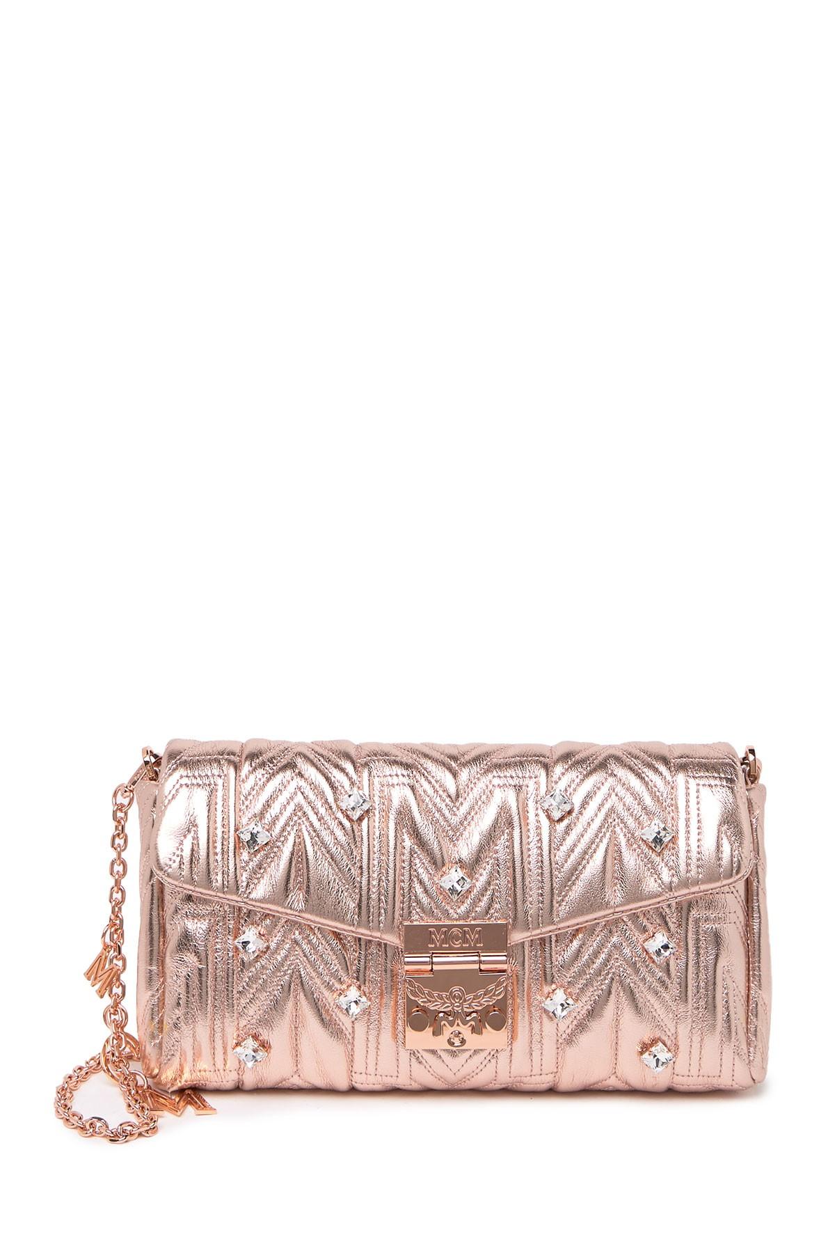 MCM Leather Millie Quilted Chain Strap Shoulder Bag in Pink - Lyst