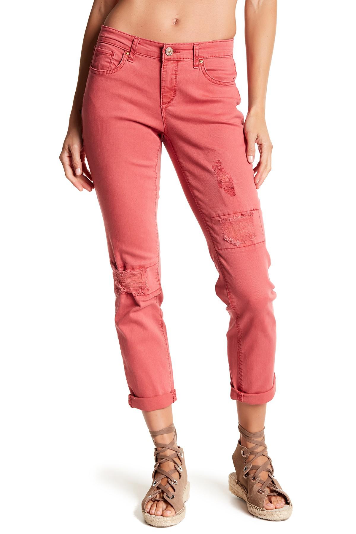 Red vintage jeans