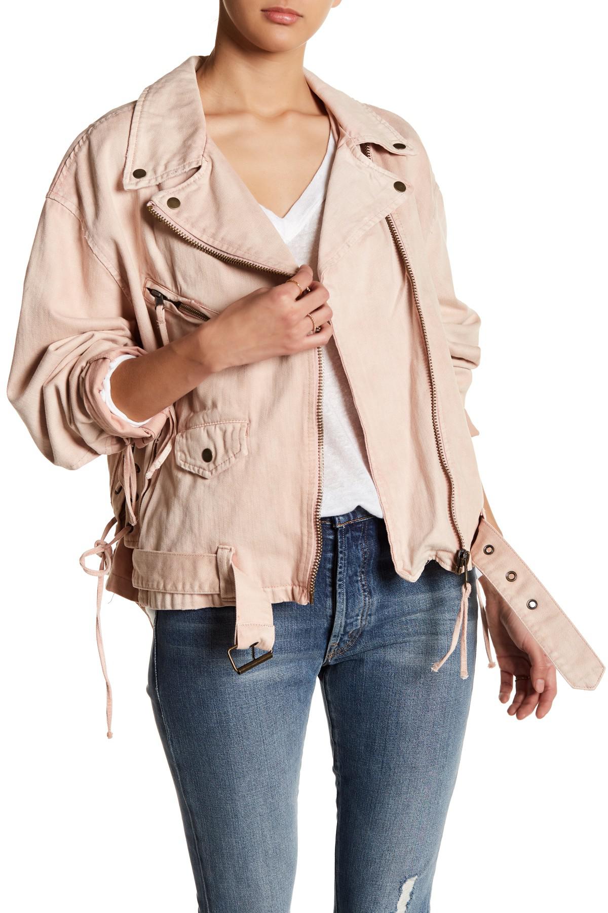 free people denim moto jacket